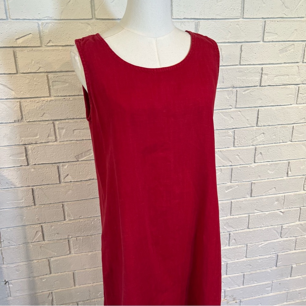Vintage 90s y2k Donna Red 100% Linen Shirt and Dress Set Womens S - Picture 7 of 13